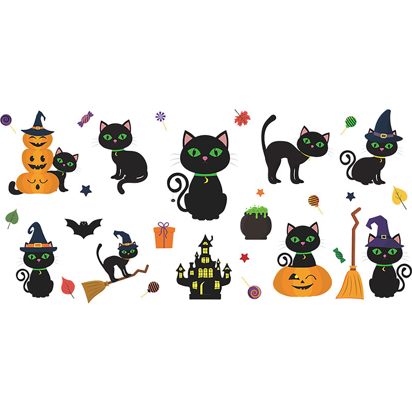 Wall Sticker Black Cat Print Widely Applied Decorative Wall Halloween Decor Pumpkin Sticker for Scrapbooking