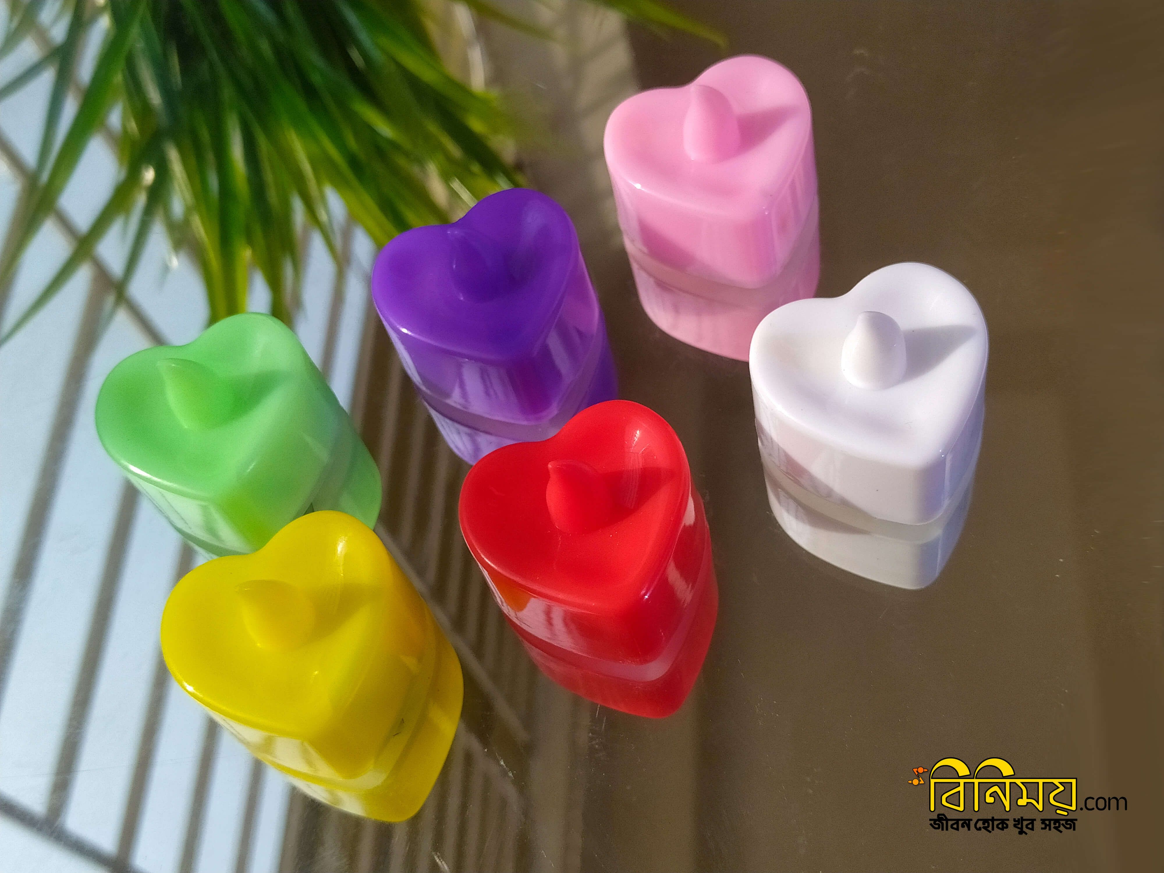 LED Tea Light Love Heart Shaped Flickering Electronic Candle Night Light for Romantic Decoration - 3 Piece
