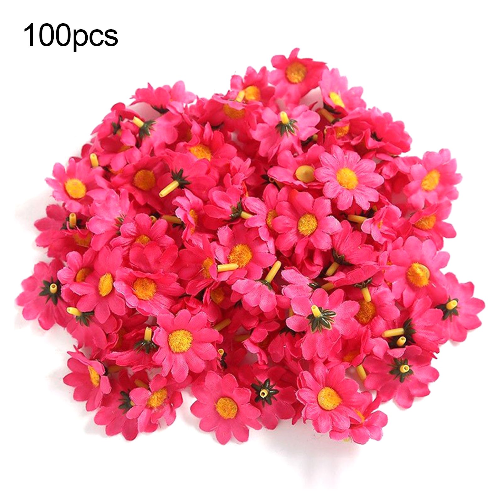 100Pcs Artificial Flower Head Sunflower Home Decor Faux Silk Flower Scrapbooking Craft Simulated Bouquet for Garden
