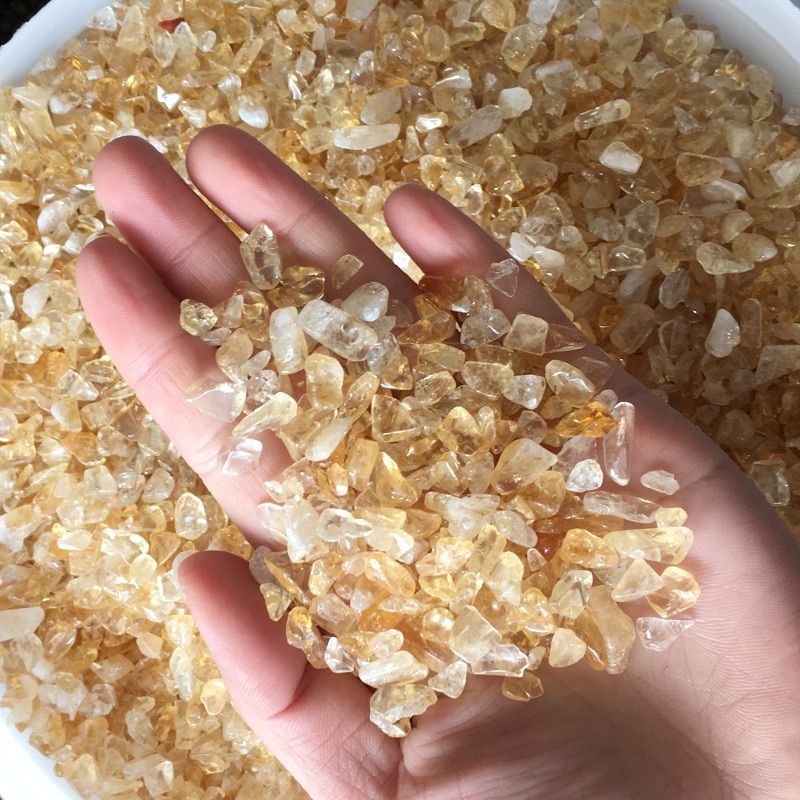 Natural Citrine Yellow creastly gravel mineral purify degaussing Fish tank Ornamental Specimen collection geological teaching