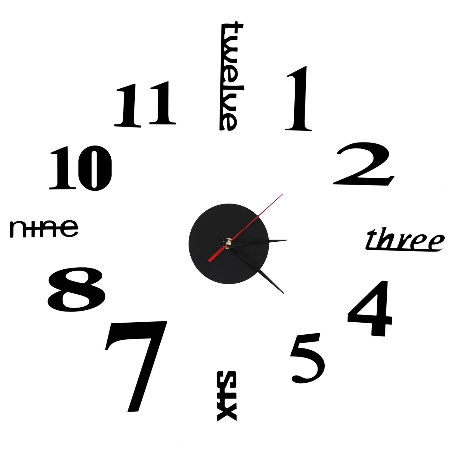 Delicate product 3D Large Wall Clock Mirror Sticker Big Watch Sticker Home Decor Unique Gift DIY black