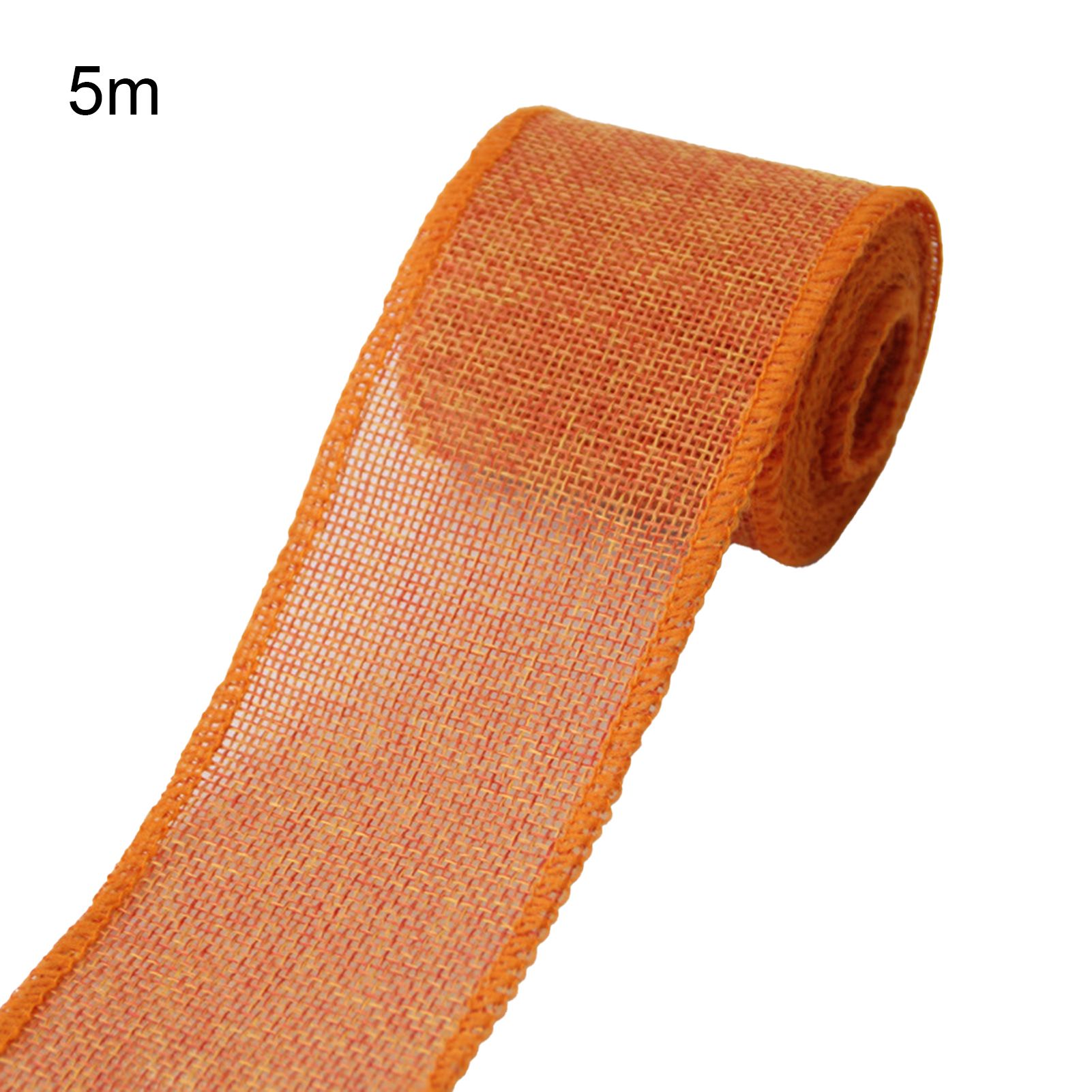 1 Roll DIY Wrinkle-resistant Christmas Ribbon Imitation Linen Each Side Serging Wrapping Ribbon for Home
