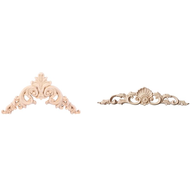 2x Rubber Wood Carved Corner Onlay Applique Furniture Home Decor 30 x 7cm & 12.5X12.5cm