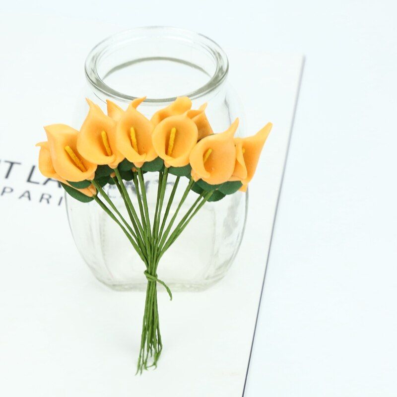 12pcs Foam flower Calla lily cheap artificial flowers for home wedding decoration diy gifts box scrapbooking Christmas wreath