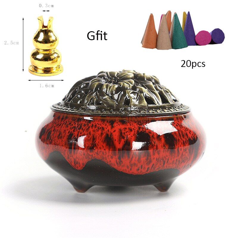 Ceramic Incense Burners 20pcs Incense Cones Porcelain Censer Buddhi Incense Holder Tea house Yoga Home Studio Dropshipping