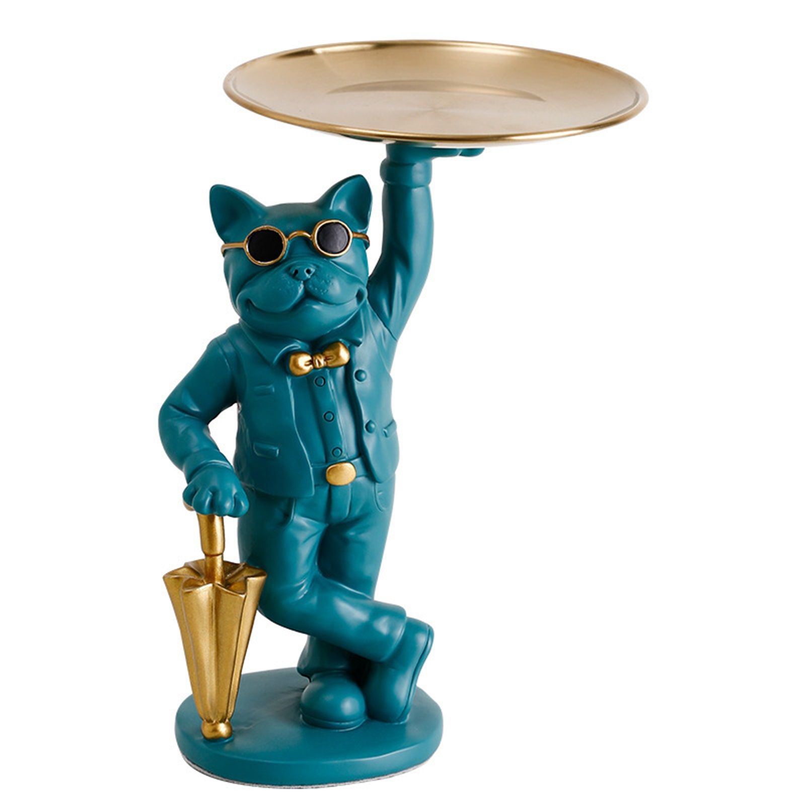 Storage Holder Versatile Multifunctional Bulldog Figue with Plate