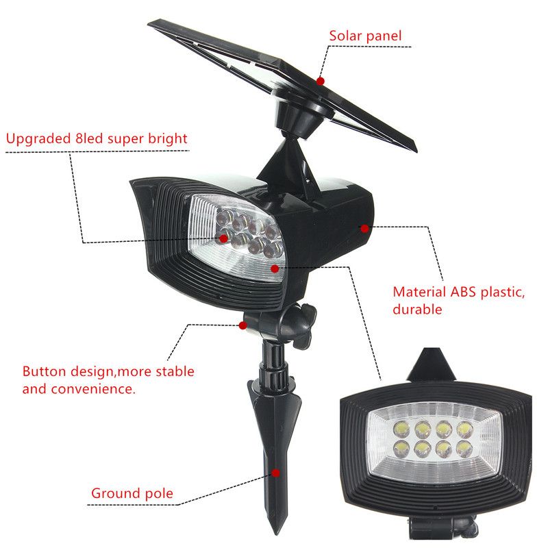 Decorate Your Life 8 LED Solar Spot Light Outdoor Garden Lawn Landscape LED Path Lamp Waterproof