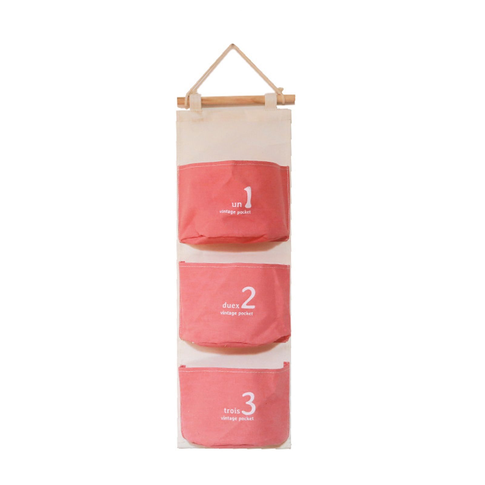 Dustproof Wall Pouch with Lanyard Artificial Cotton Flax 3 Grids Underpants Closet Hanging Bag for Women