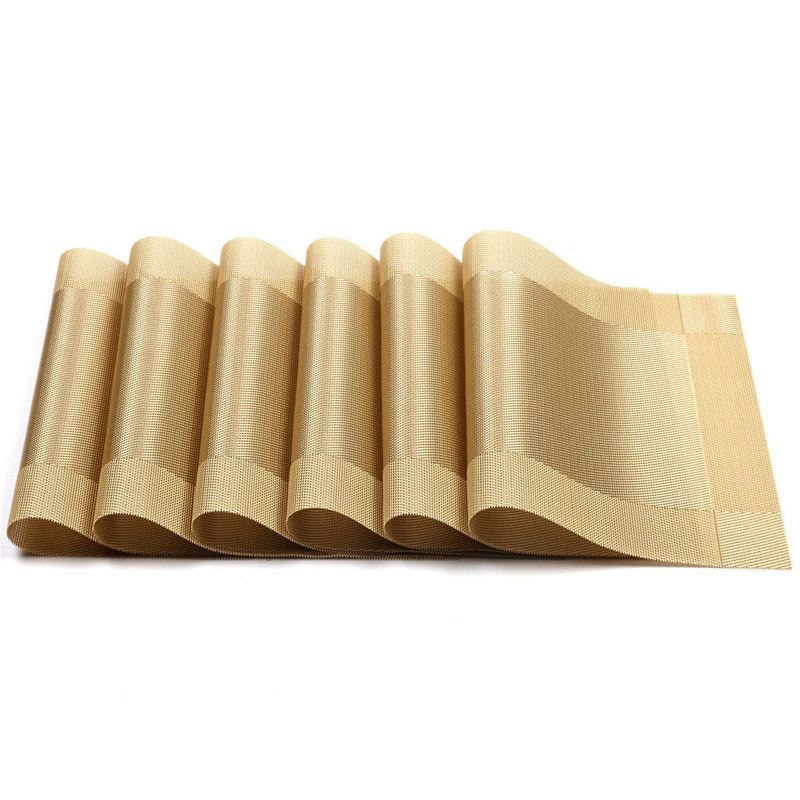 Placemat, Crossweave Woven Non-Slip Insulation Placemat Washable Table Mats Gold