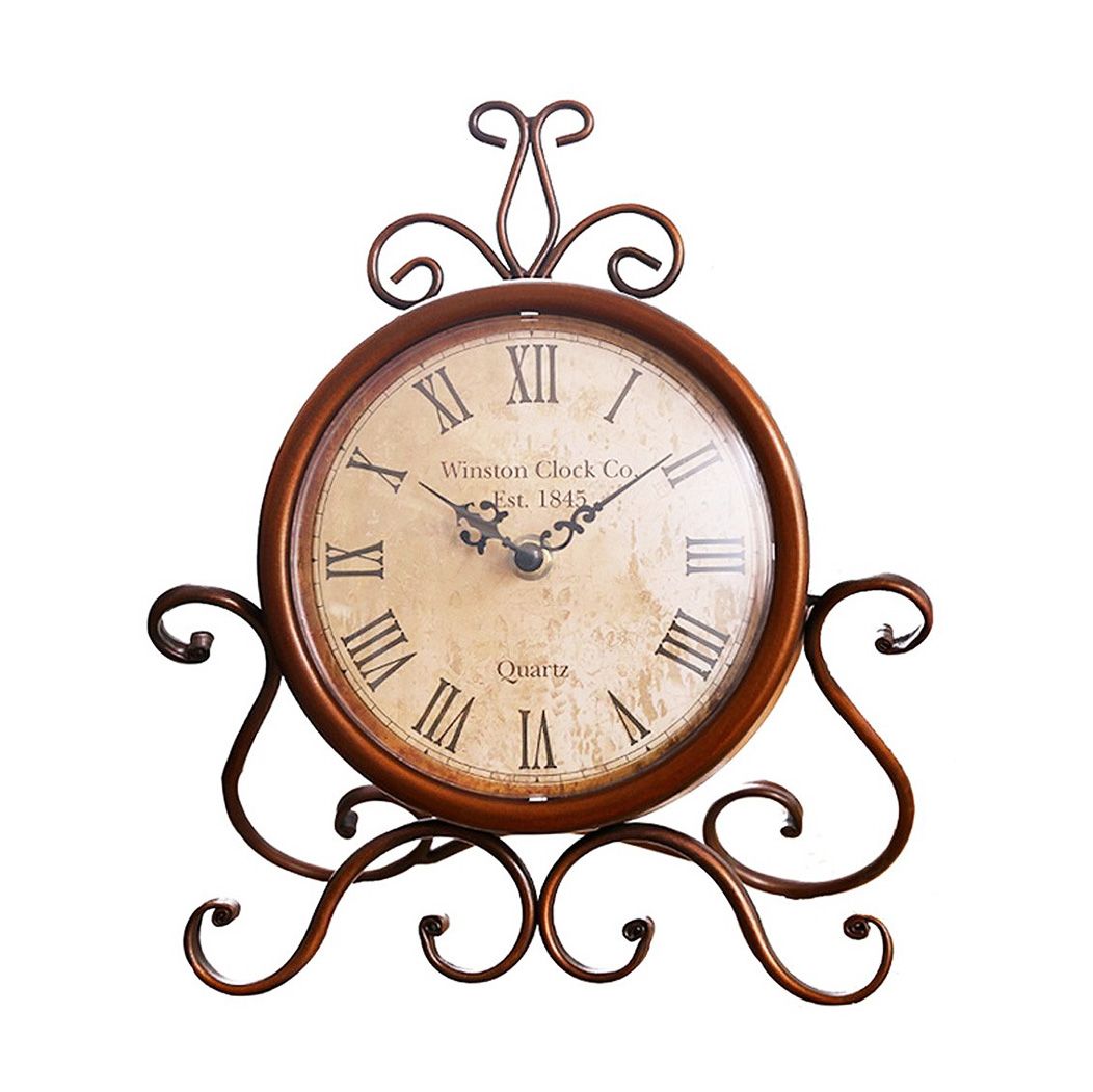 Vintage Silent Retro Iron Table Clock Home Bedroom Living Room Office Decor