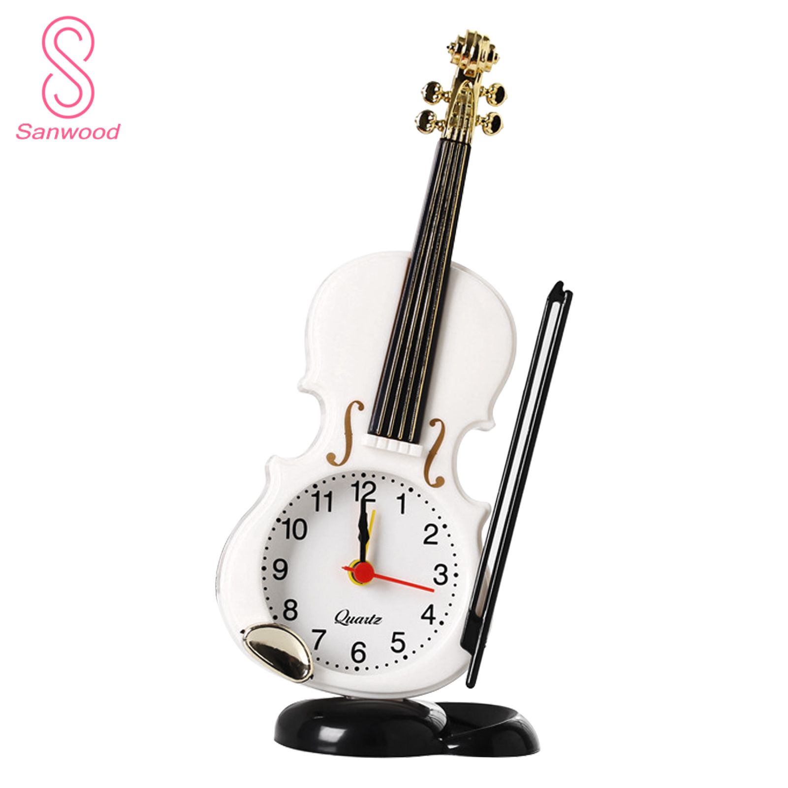 Alarm Clock Precise Decorative Lucid Dial Vintage Violin Mechanical Alarm Clock for Bedroom