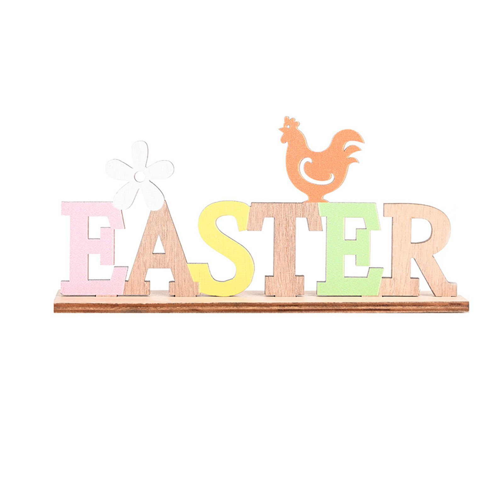 Ornament Hello Spring Easter Letter Flower Rooster Decoration for Party