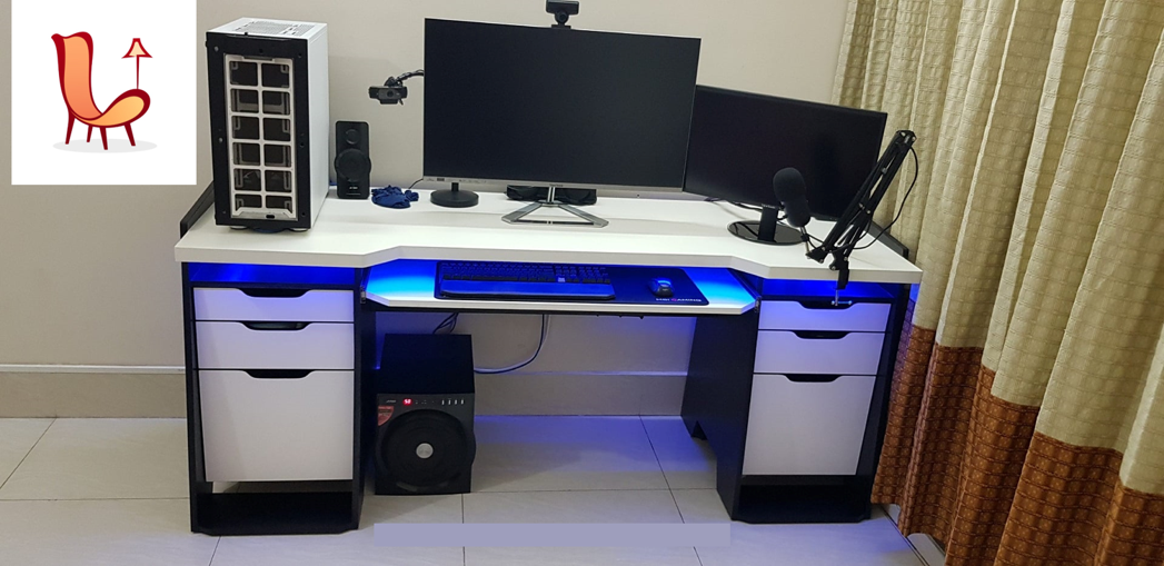 Simple Gaming Table | PC Table | Reading Table | Study Table | Workstation | Computer Table | GDI-07 (Black & White)