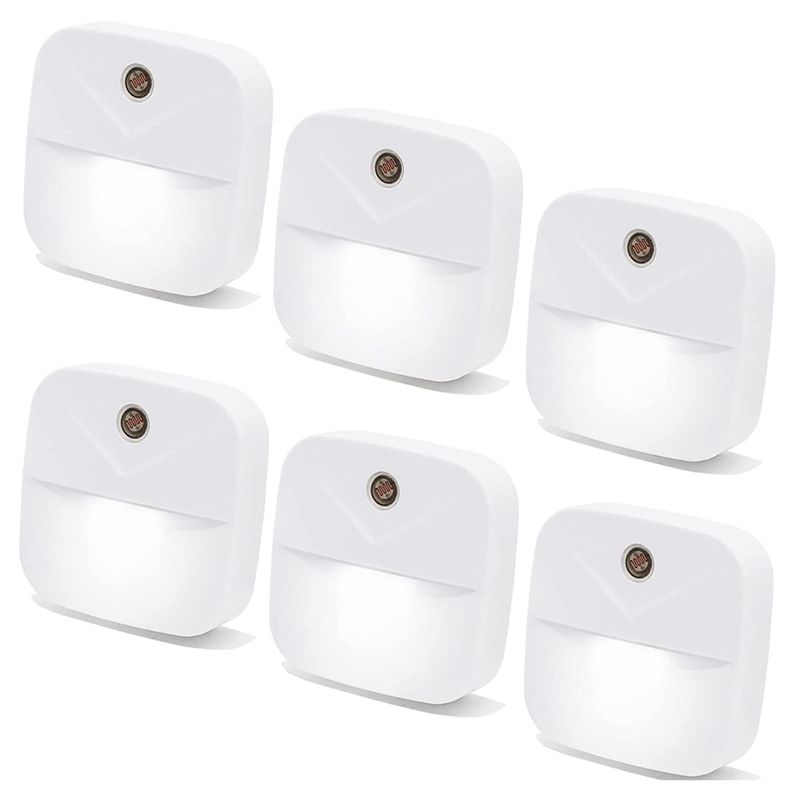6 Pack LED Night Light Plug In, Smart Nightlights with Dusk to Dawn Sensor,For Bedroom,Toilet,White Night Lights EU Plug