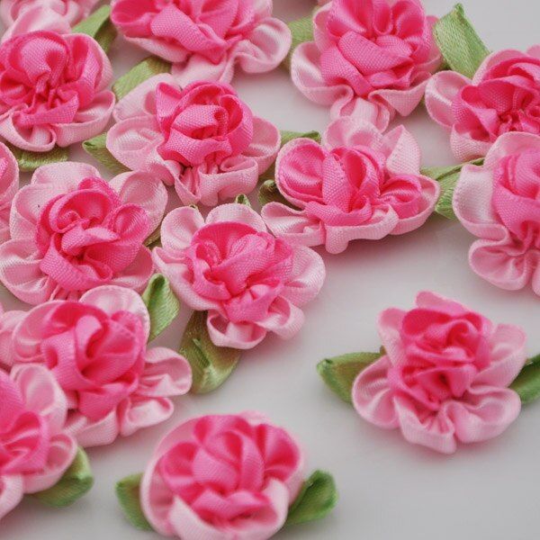 20pcs 2tone Satin Ribbon Flowers Bows Appliques Craft Wedding U pick B047