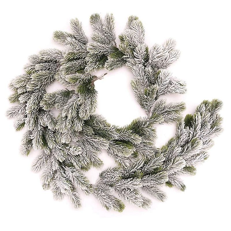 Long Artificial Snow Pine Branches Christmas Garland with Snow Decorations with Pine Front Door Snow Wreaths