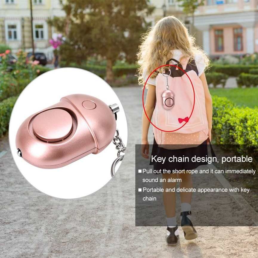130db Personal Security Alarm Keychain Rosy Emergency Survival Anti- Siren with LED