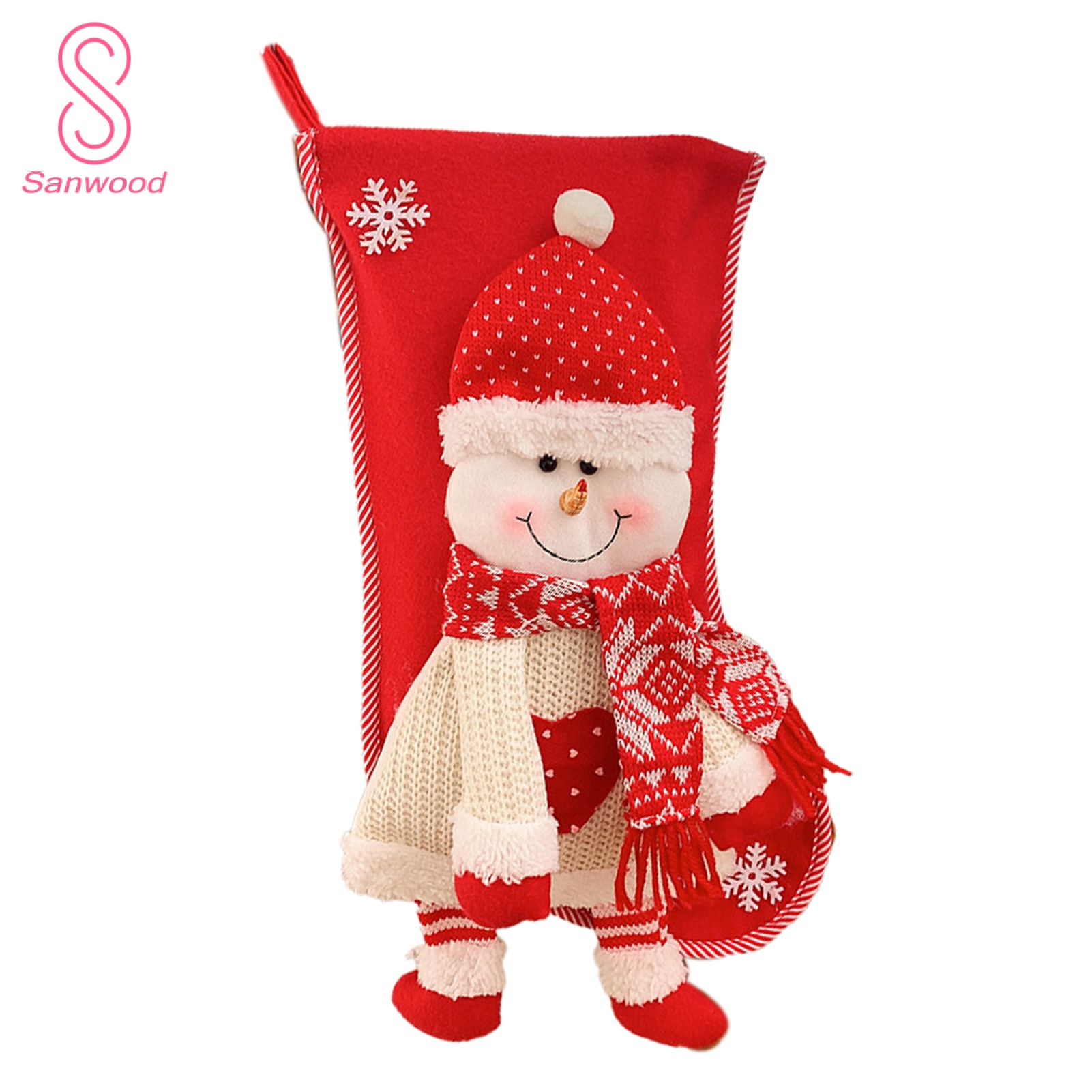 Christmas Stockings Snowman Santa Claus Character Ornamental Large Capacity Knitted Xmas Stocking Children Gift
