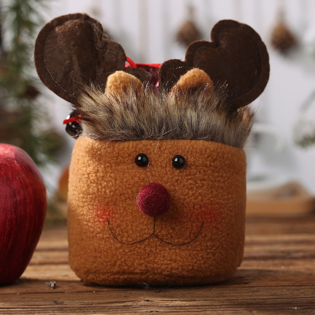 Pick for you  Christmas Apple Bag Santa Snowman Elk Ornament Decoration Sweet Holder With Bell