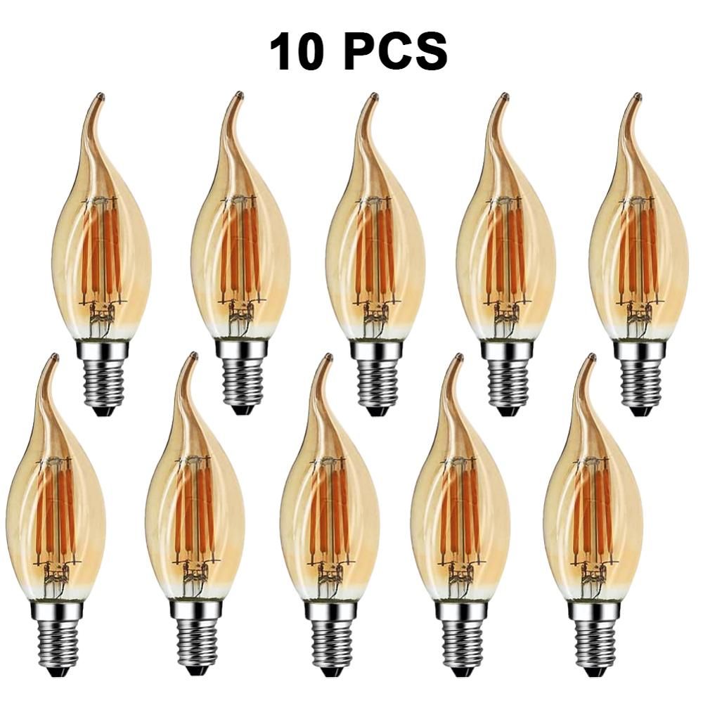 Grensk 4W Dimmable LED Filament Candle Light Bulb 2200K E14 Candelabra Base Flame Shape Bent Tip 25W Incandescent Equivalent C35