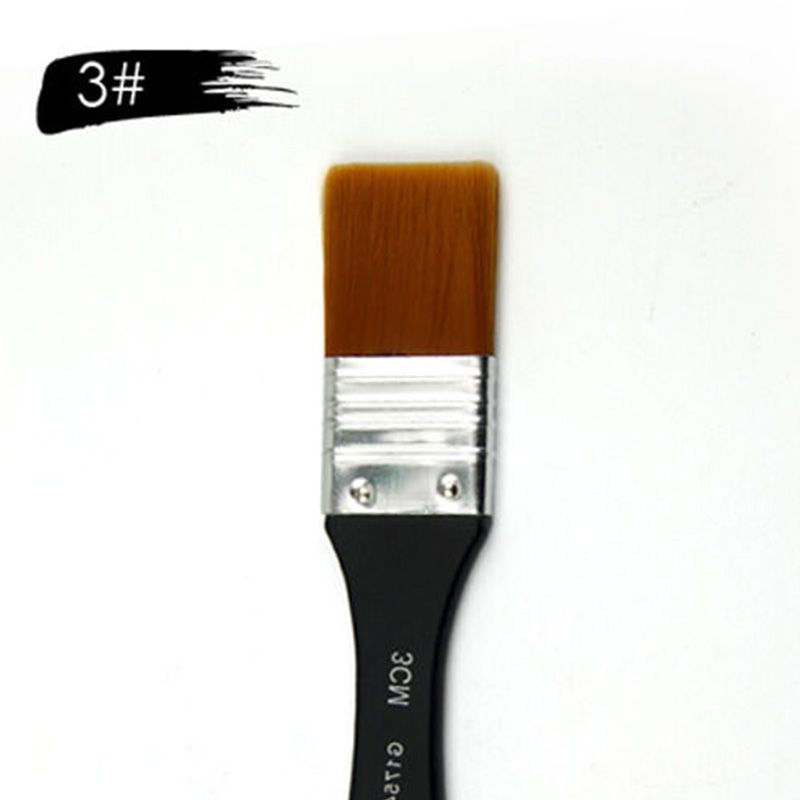 Yfashion 1pc Nylon Flat Hair Brush Oil Wall Painting Artists Hair Pen Watercolor Art Kit Models:2#