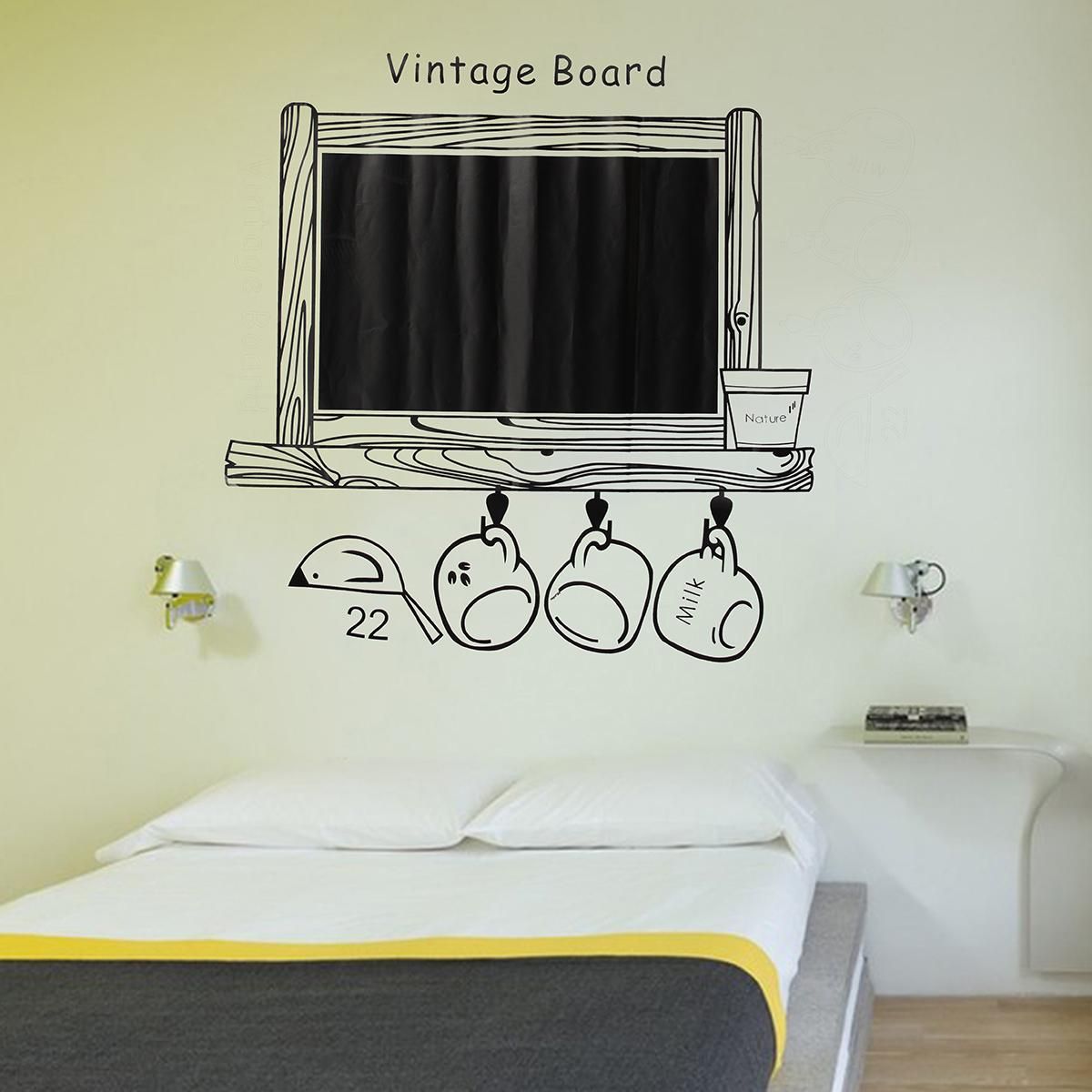 Removable Wall Sticker Kitchen Chalk Board Decal Blackboard Bird Sticker EF~