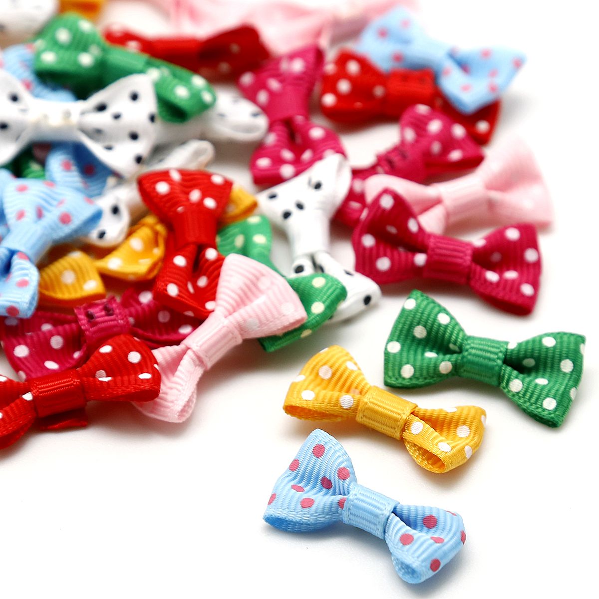 25-50 pcs/pk Thread with Printed Polka Dot Bow Shiny Bow Elastic Headband 3x1.5cm/4x2.5cm Shiny Headwear Girls Jewelry