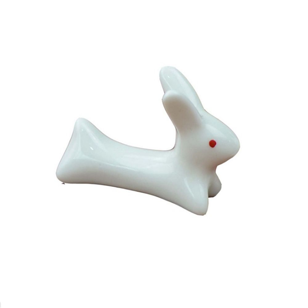 Yfashion Chopsticks  Holder Rabbit Shape Ceramic Chopsticks Stand Practical Fashion Kitchen ableware color:Red eyed rabbit