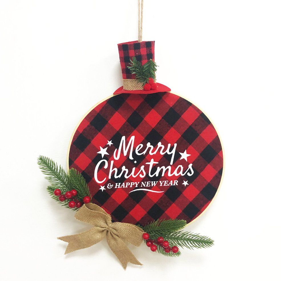 Christmas Decoration Merry Christmas Sign Buffalo Plaid Garland Decor Wreath