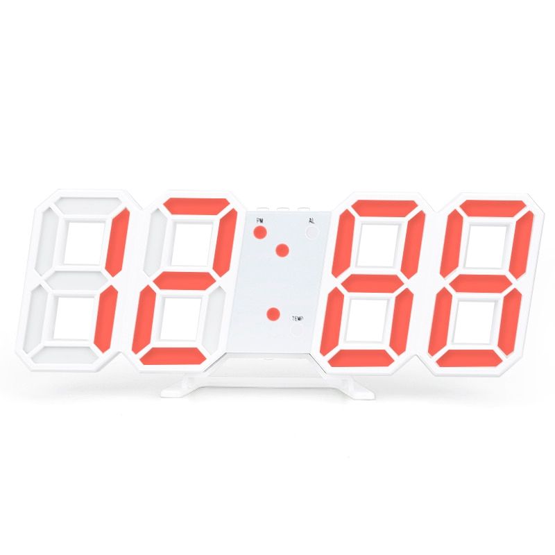 Modern Digital Alarm Clock 3D LED Hanging Wall Clock Bedroom Desk Alarm Clocks Digital Clock Calendar Thermometer Home Decor