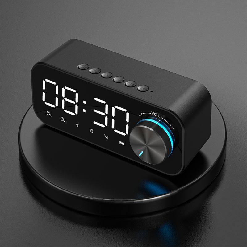 Alarm Clock Bluetooth Speaker Digital Display LED Wireless Subwoofer Music Player Bluetooth Speaker Mirror Dual Alarm Clock
