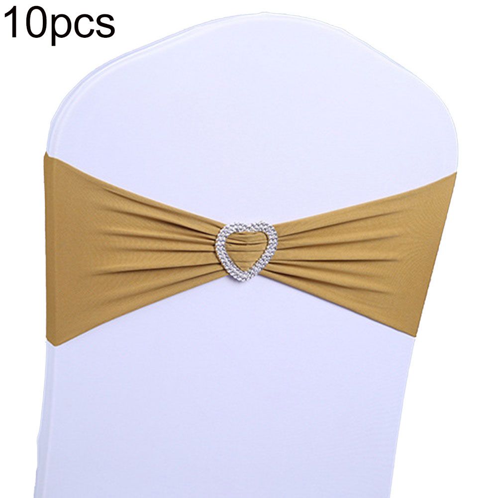10Pcs Elastic Bowknot Band Party Chair Sash Cover Belt Wedding Banquet Decor
