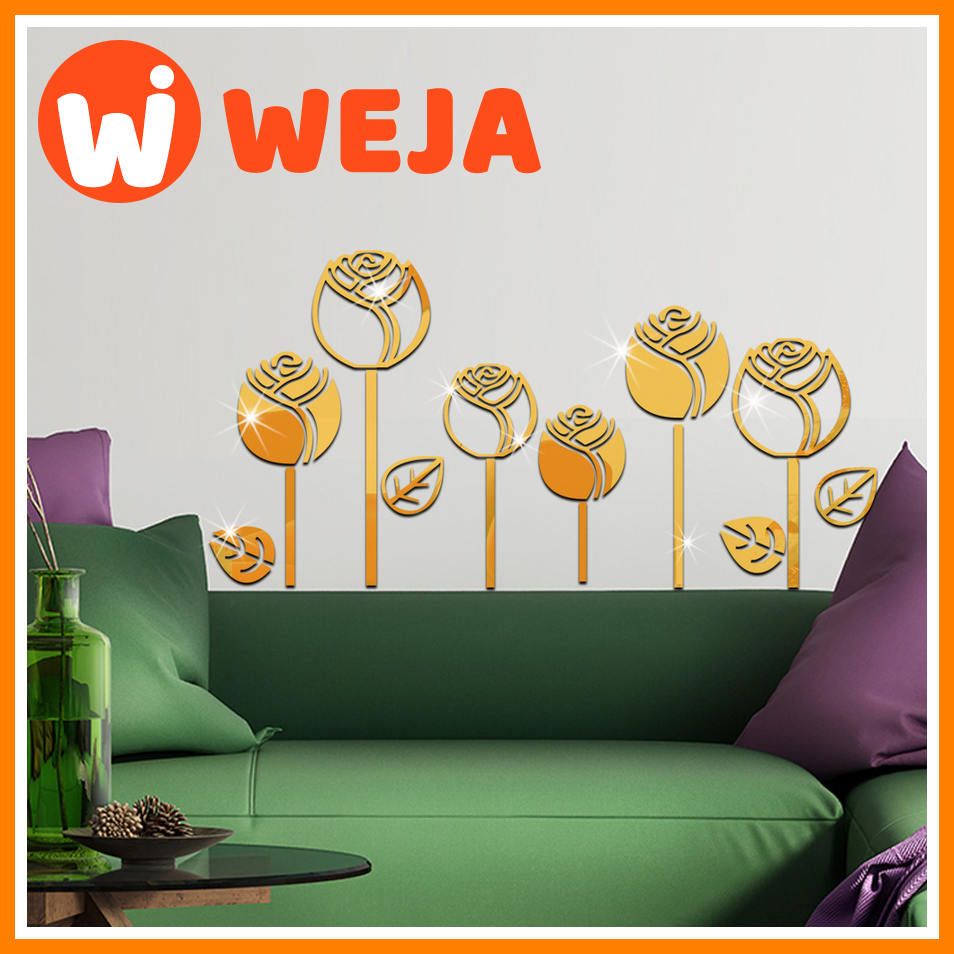 Funlife High-quality stickers 35pc tulip flower mirror wall stickers children's classroom 3D three-dimensional decal wallpaper