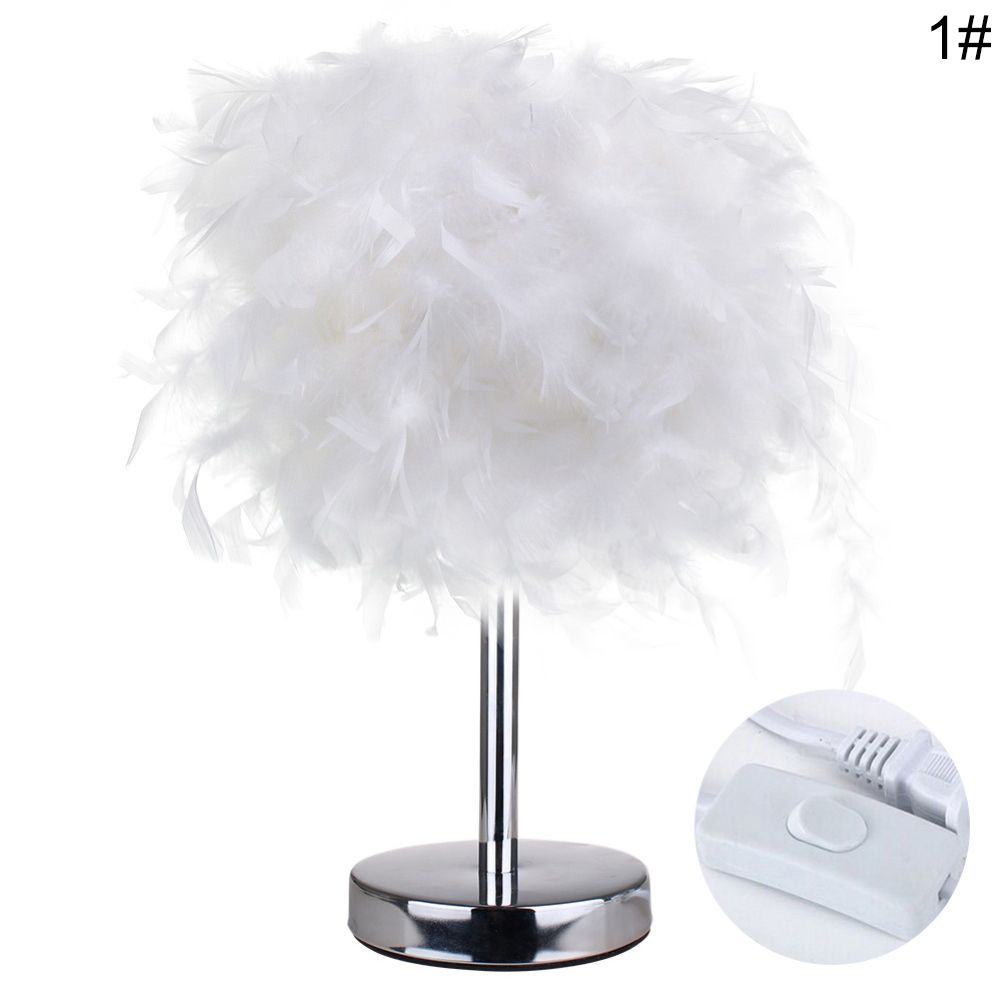 E27 Bedside Table LED Lamp Feather Romantic Living Room Bedroom Desk Night Light