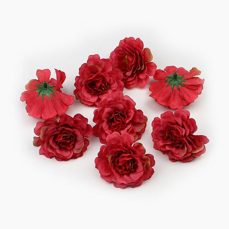 HUADODO 20pcs 5cm Artificial flower Heads silk Rose flowers for Wedding Decoration Scrapbooking DIY Gift Box Fake flower