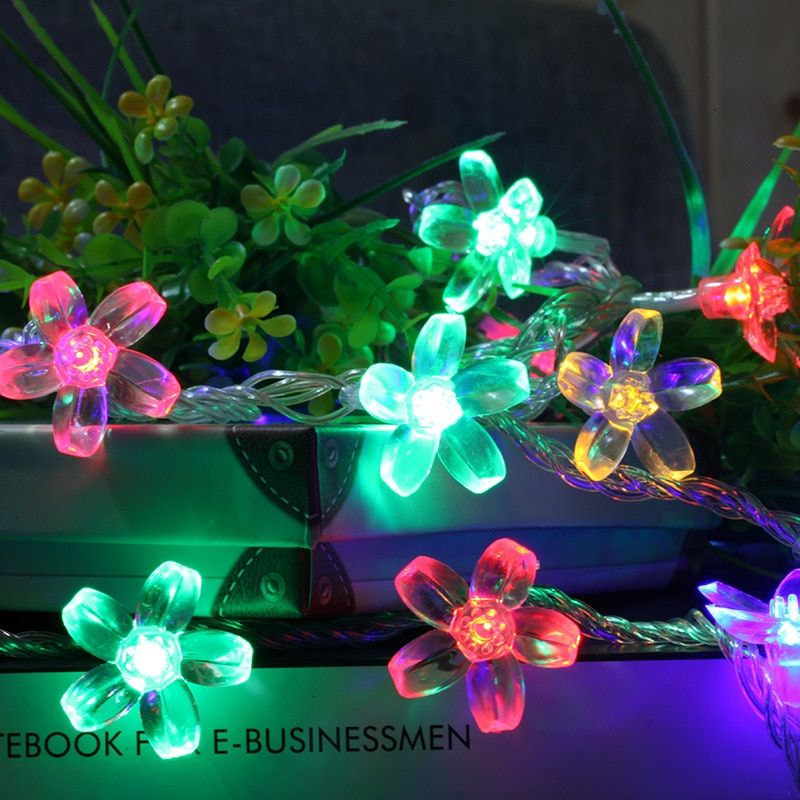 Sakura LED Lights Outdoor Garland Lights Party Wedding Decoration Christmas Lights Fairy Lights Home Decoration Holiday Navidad--Blue--1m 10Led