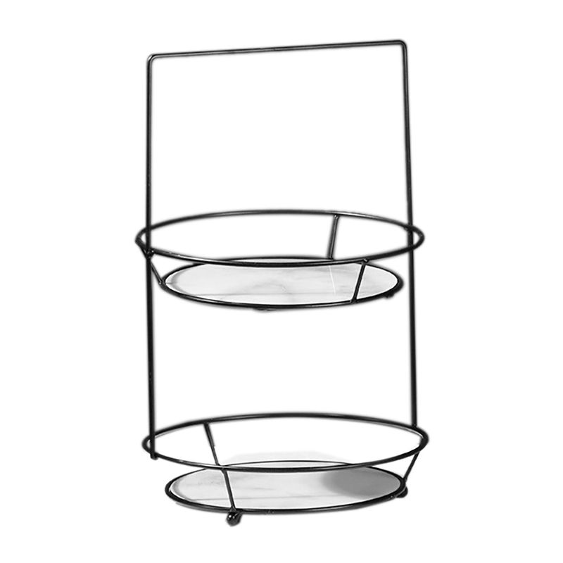 Makeup Organizer Shelf, 2 Tier Cosmetic Storage Basket Round Wire Vanity Organizer Rack Black
