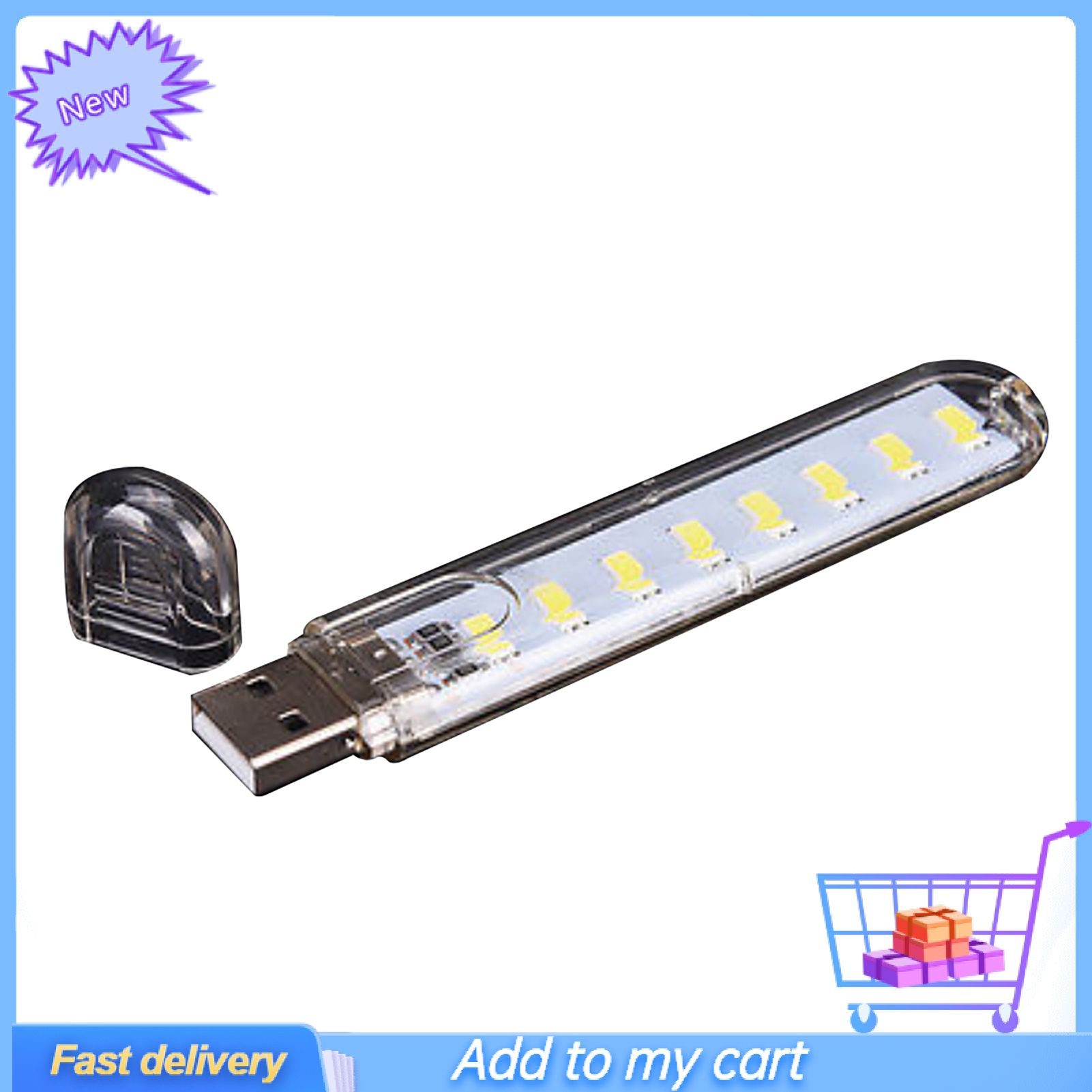 8 LED Energy Saving USB Night Light Lamp Portable for Computer Notebook Lighting