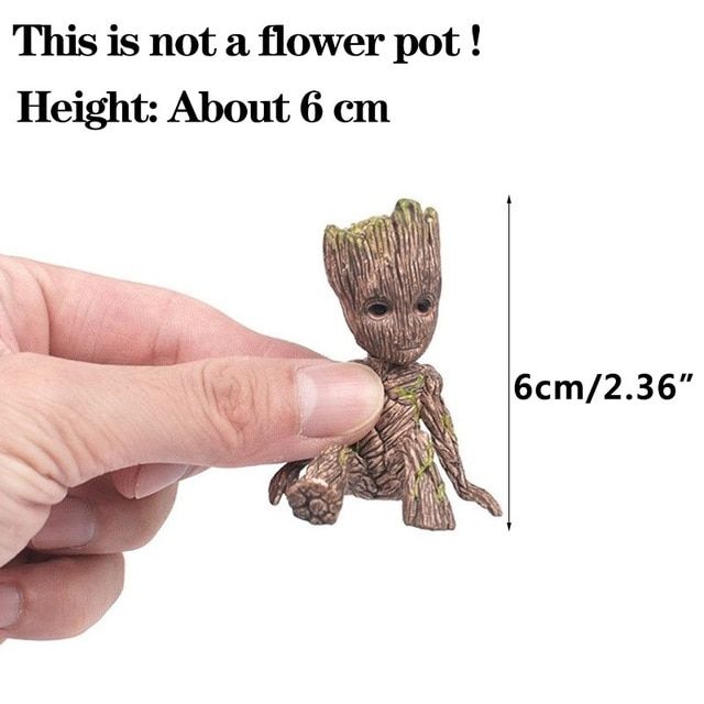 Office Desk Decoration Ornaments Baby Groot Pen Holder Flower Pot Cute Man Figurines Home Decoration Furnishings Kids Toys
