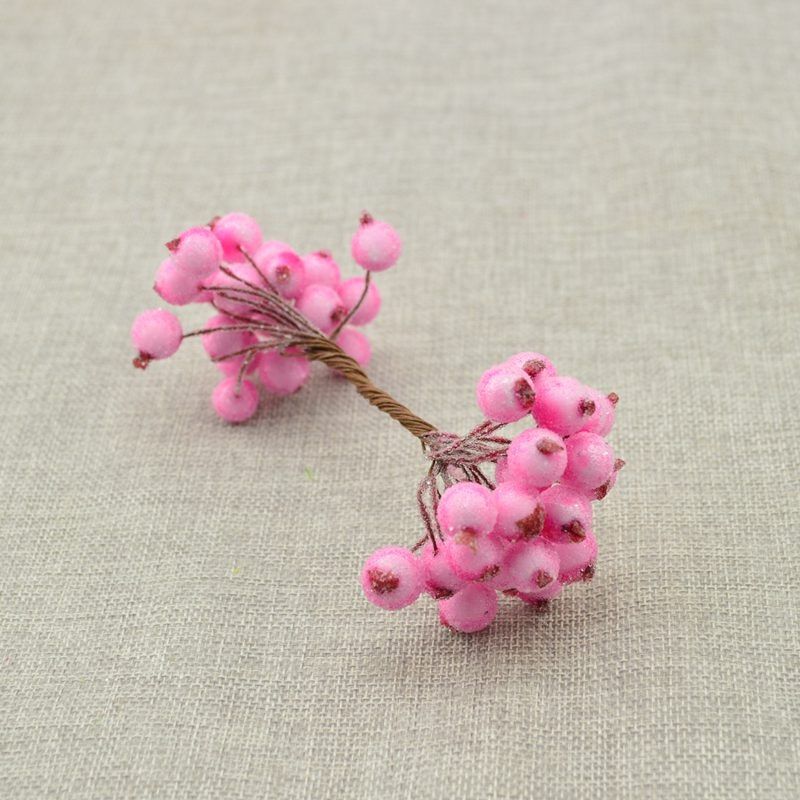 20pcs/40head Artificial Fruit glass Berries Stamen Christmas decoration DIY Candy gift box Scrapbooking red cherry Bouquet
