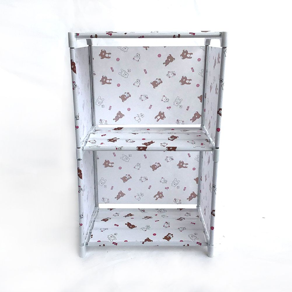 GC Multi-function Storage Rack Bear Printed 12mm Thickened Steel Pipe Strong Bearing Capacity Bookshelf specification