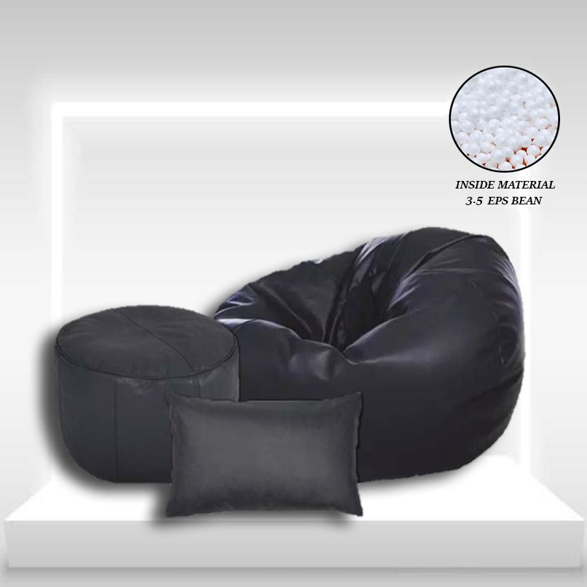 XXL Pumpkin shape bean bag sofa with footrest & pillow combo set