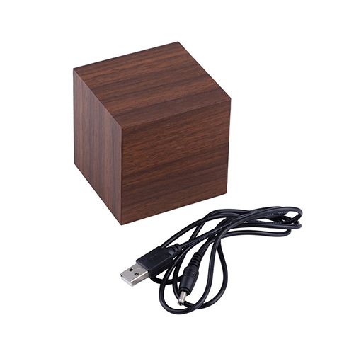 Modern Wooden Cube Digital LED Thermometer Timer Calendar Desk Alarm Clock