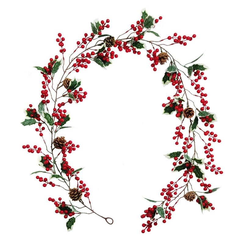 Harmony 6.23FT Red Berry Christmas Garland with Pine Cone Garland Artificial Garland Garden Gate Home Decoration for  Year
