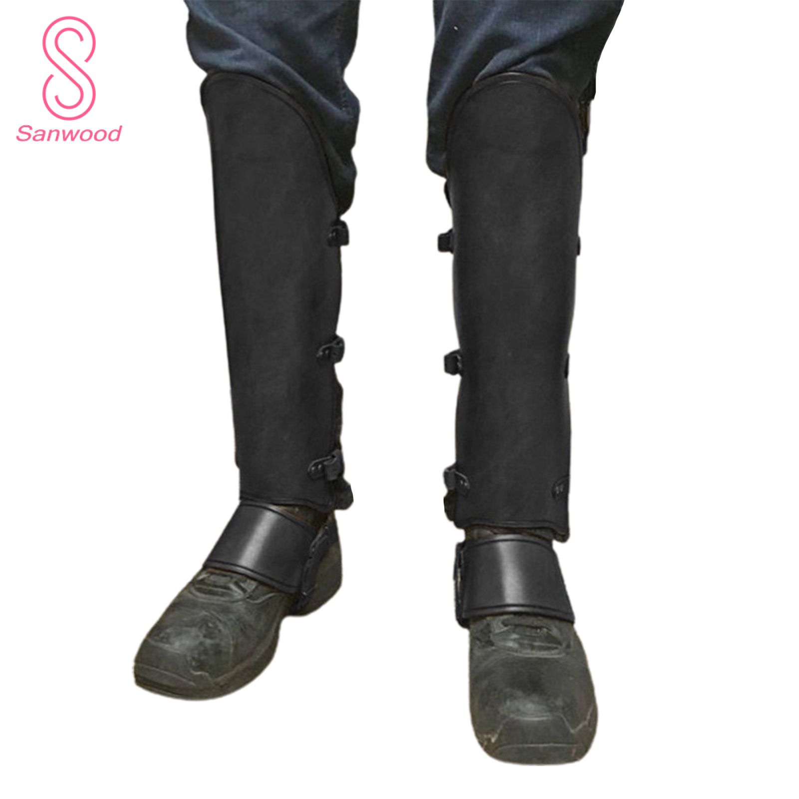 1 Pair Gladiator Gaiters Adjustable Buckles Vintage Rivets Protective Role Playing Gaiters Cosplay Accessories