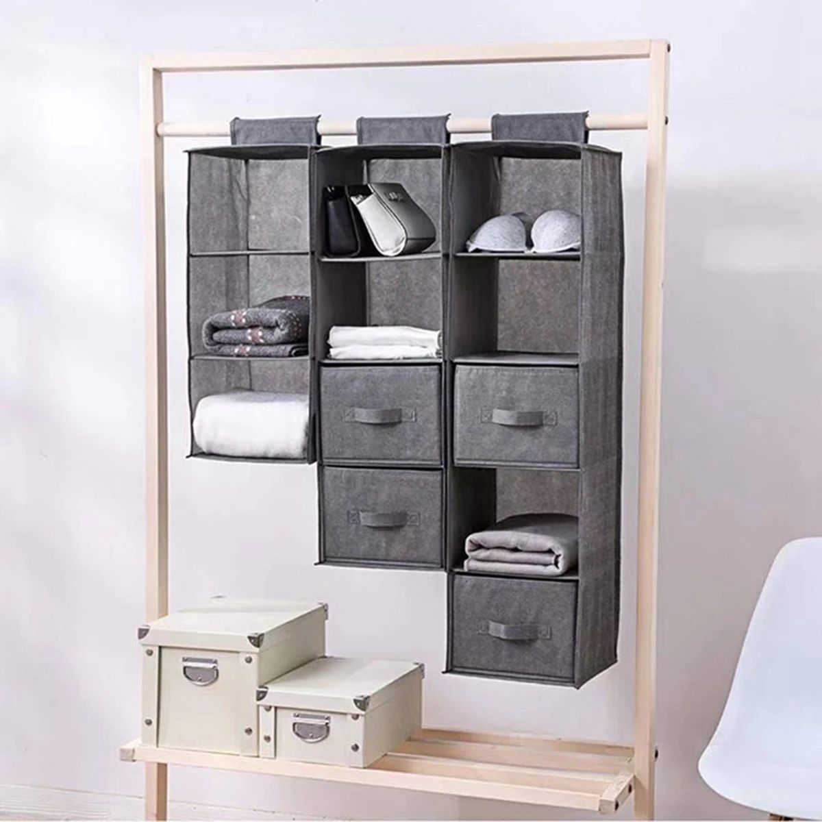 Wardrobe Hanging Storage Bag Interlayer Drawer Type Clothes Hangers Holder Portable Organizer Hanging (Drawer)