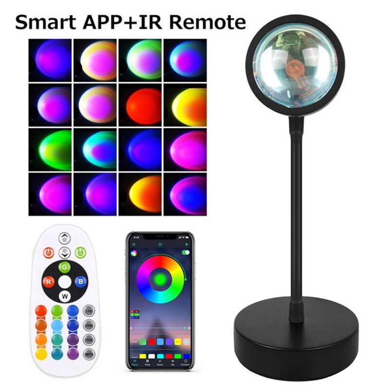 Sunset Projection Lamp Rainbow Atmosphere Night Light Sunset Lamp For Bedroom Room Decoration Background Wall USB Table Light