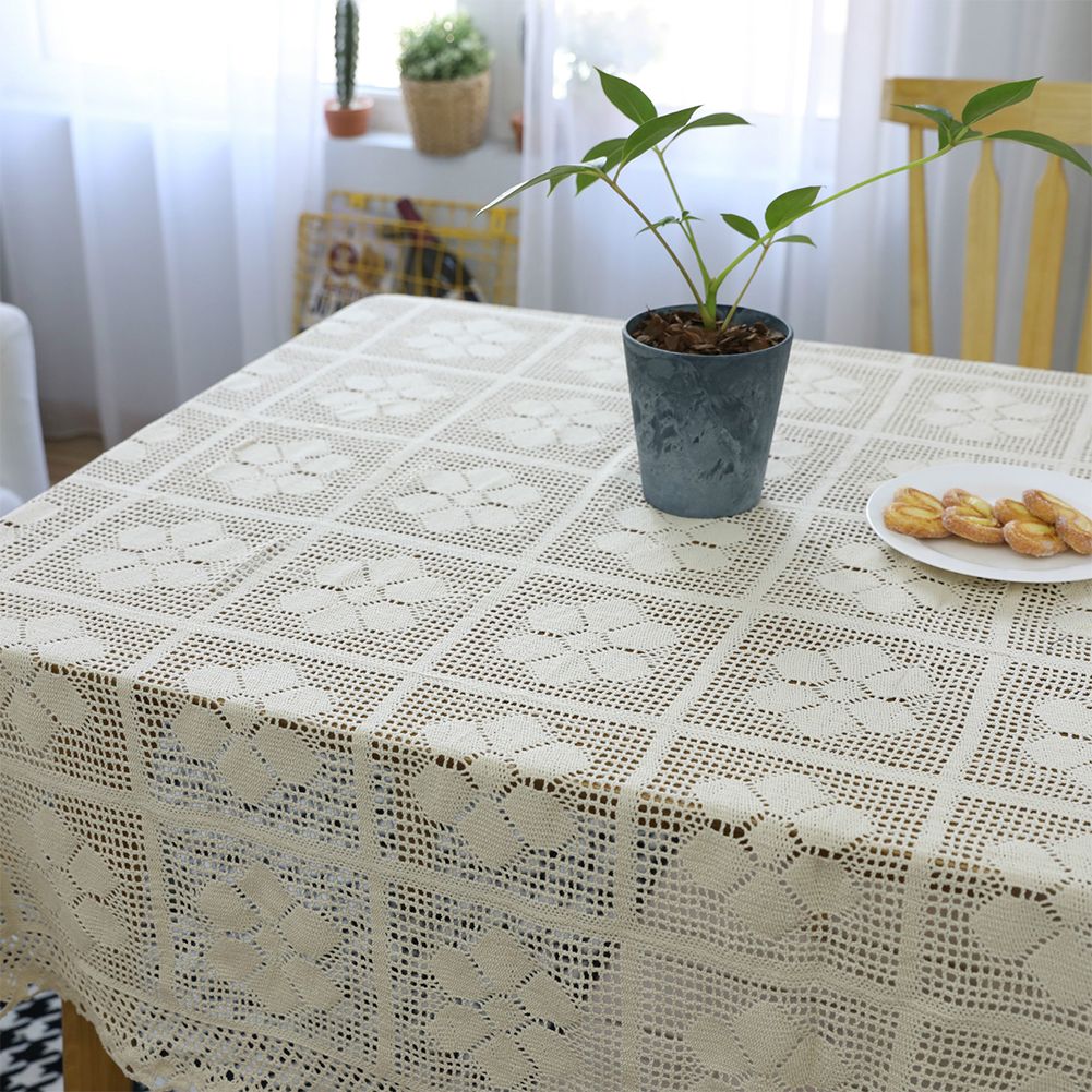 Yfashion Vintage Crochet ablecloth Decorative able Cloth Cover For Kitchen Dinning Pub Bedside abletop Sheet Decoration size:90*90cm