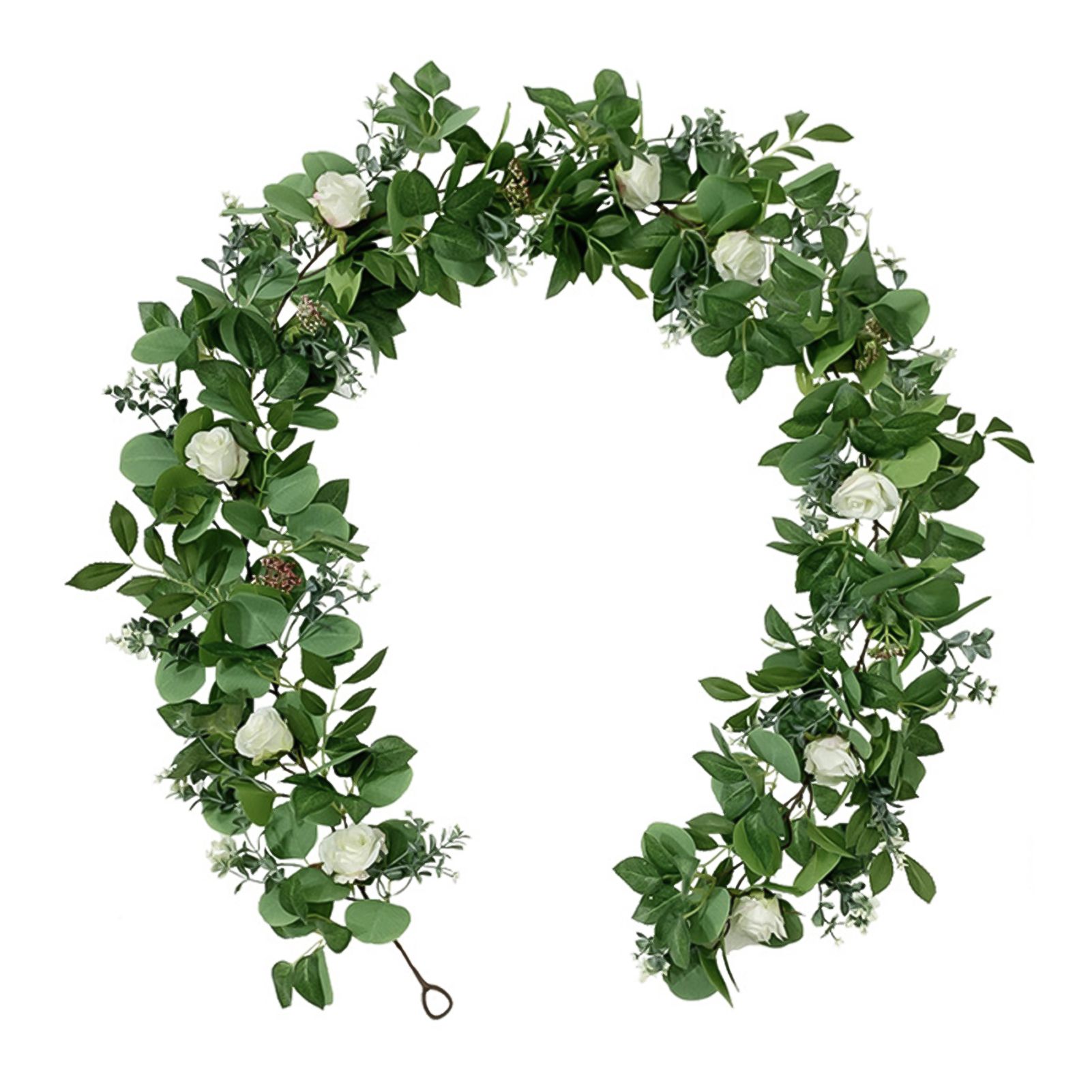 185cm Flower Garland Artificial Rose Eucalyptus Vine Home Wedding Hanging Decor