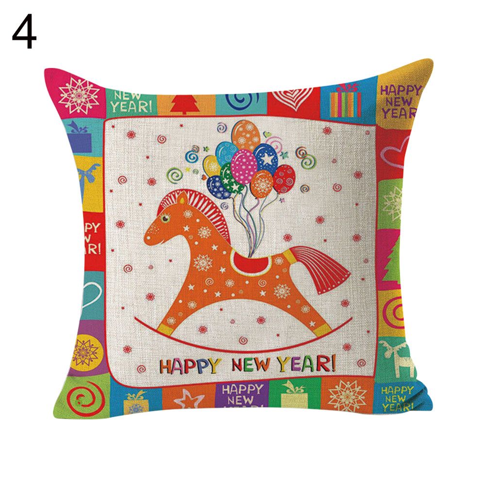 Christmas Sled Mitten Bell Linen Throw Pillow Case Cushion Cover Sofa Car Decor